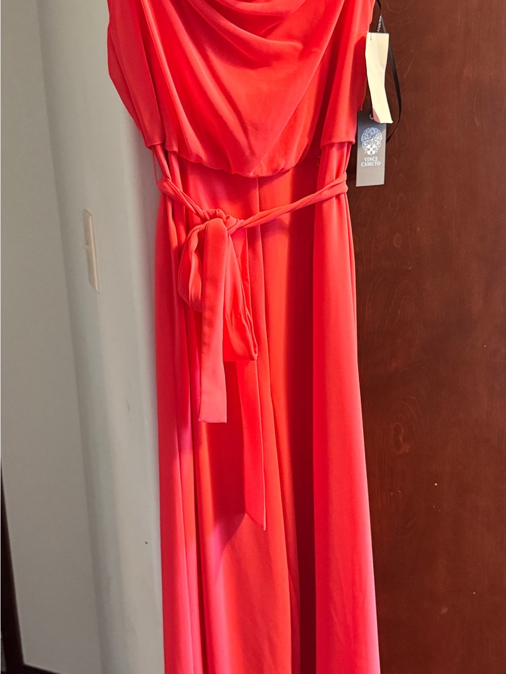 Vince Camuto Red Draped Belted jumpsuit